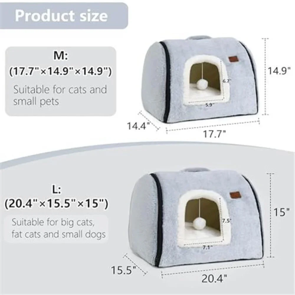 Cozy Cat Bed Cave Indoor Cat House Soft Enclosed Kitty Tent Removable Pillow